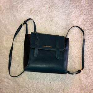 Adrienne Vittadini Teal and Black Leather Backpack